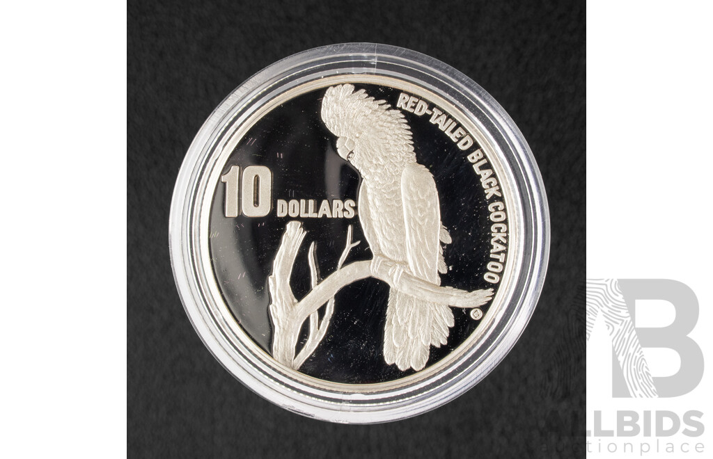Australian RAM 1997 Silver Piedfort Ten Dollar Coin Australia's Endangered Species, Black Cockatoo .925