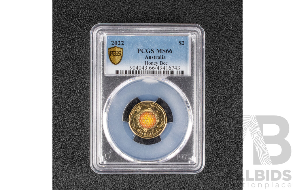 Australian RAM 2022 Two Dollar, Honey Bee, Graded MS66 a/GEM