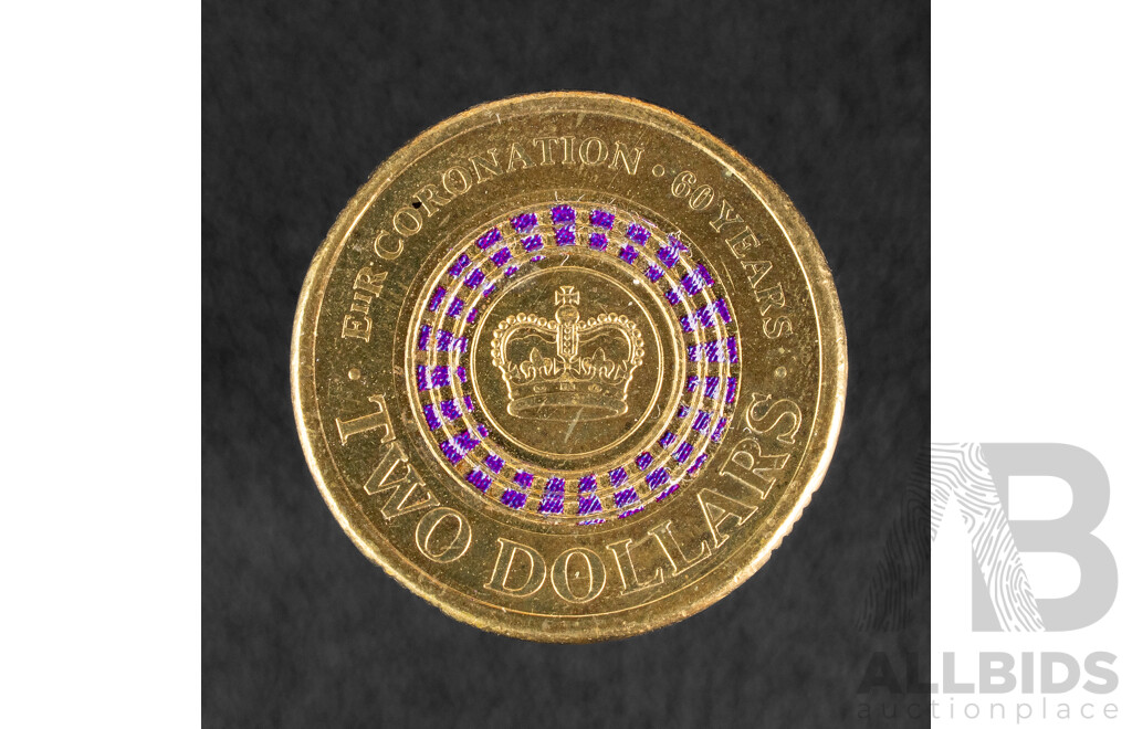 Australian 2013 Two Dollar Coin, 60th Anniversary QE2 Coronation