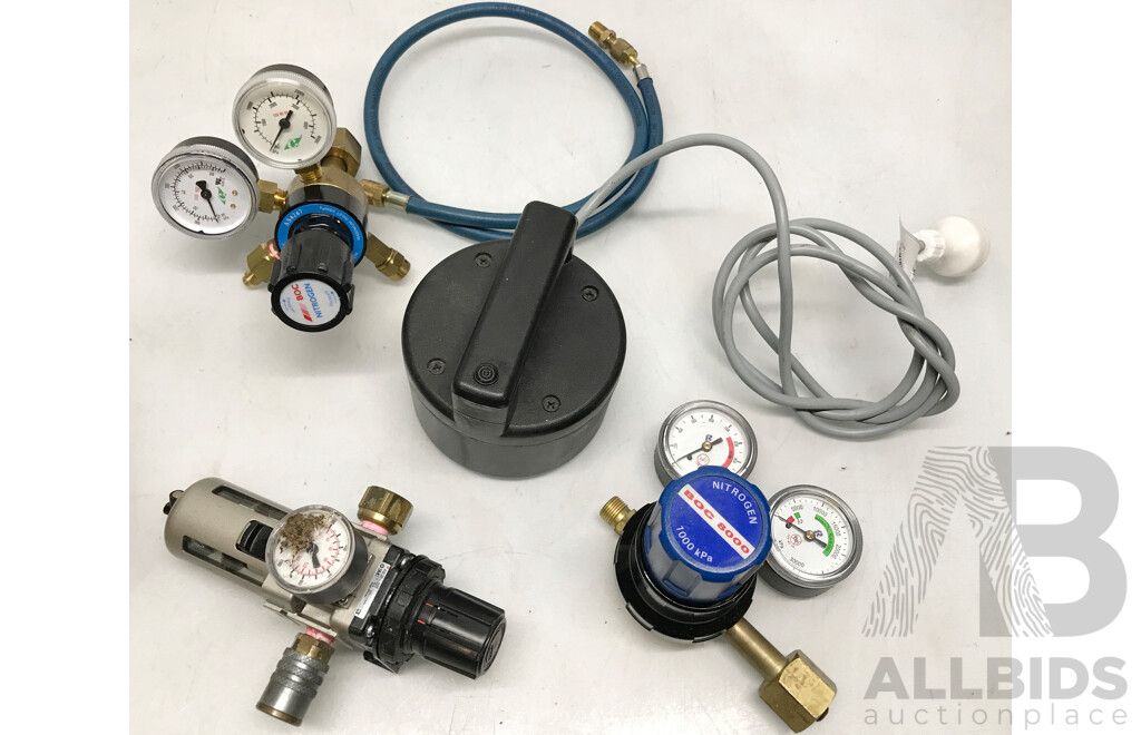 Assorted Lot of Gas/Air Fittings and Nitrogen Regulators