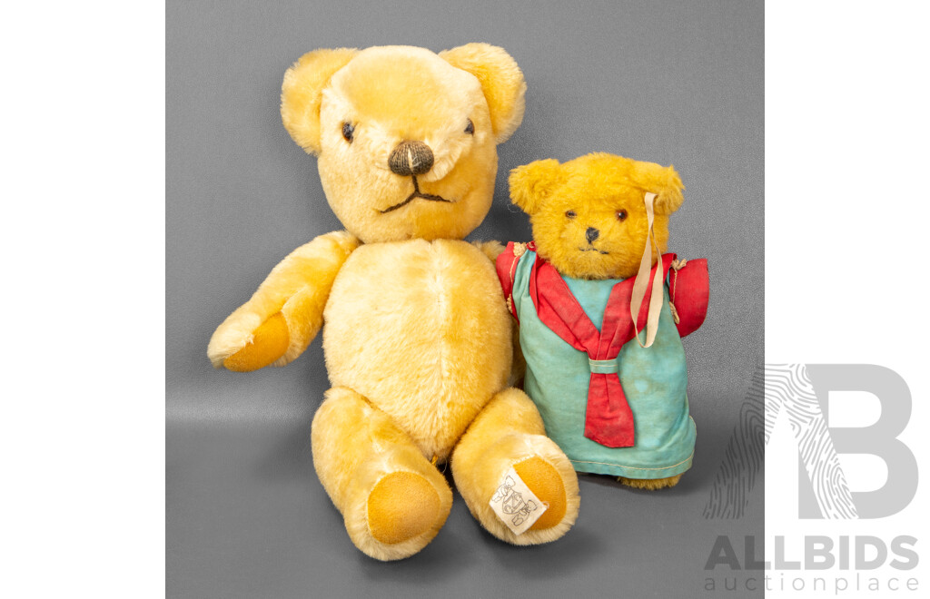 Two Vinatge Teddy Bears Including Jakas Toys, Made in Australia and Nisbet, Made in England