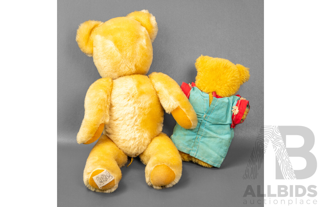 Two Vinatge Teddy Bears Including Jakas Toys, Made in Australia and Nisbet, Made in England