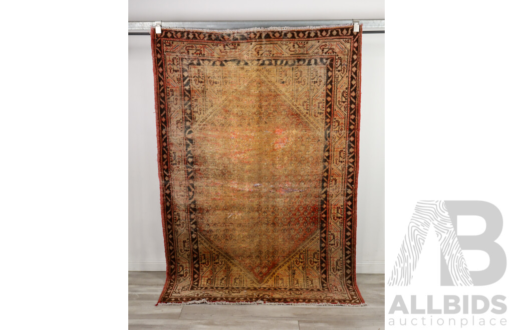 Worn Hand Knotted Turkish Rug