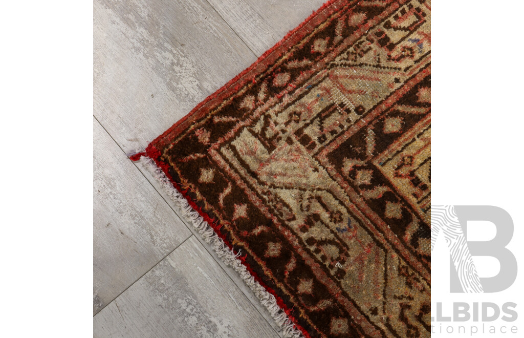 Worn Hand Knotted Turkish Rug