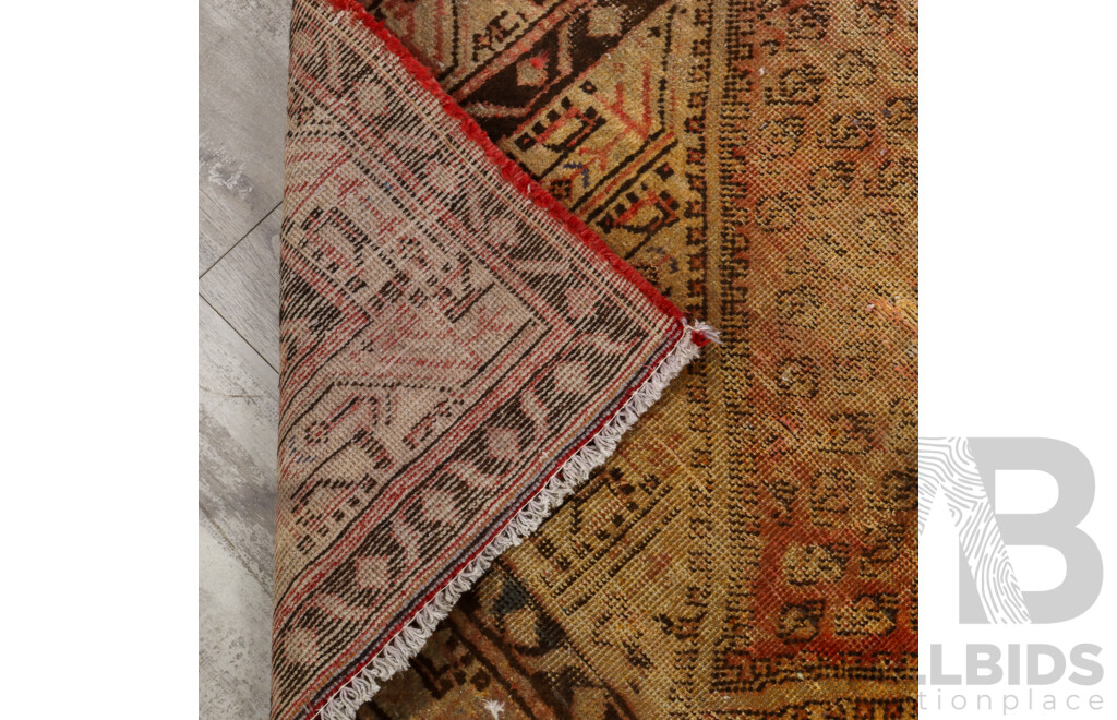 Worn Hand Knotted Turkish Rug