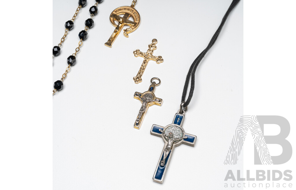 Collection of Catholic Devotional Crosses & Beads - Lot of 4