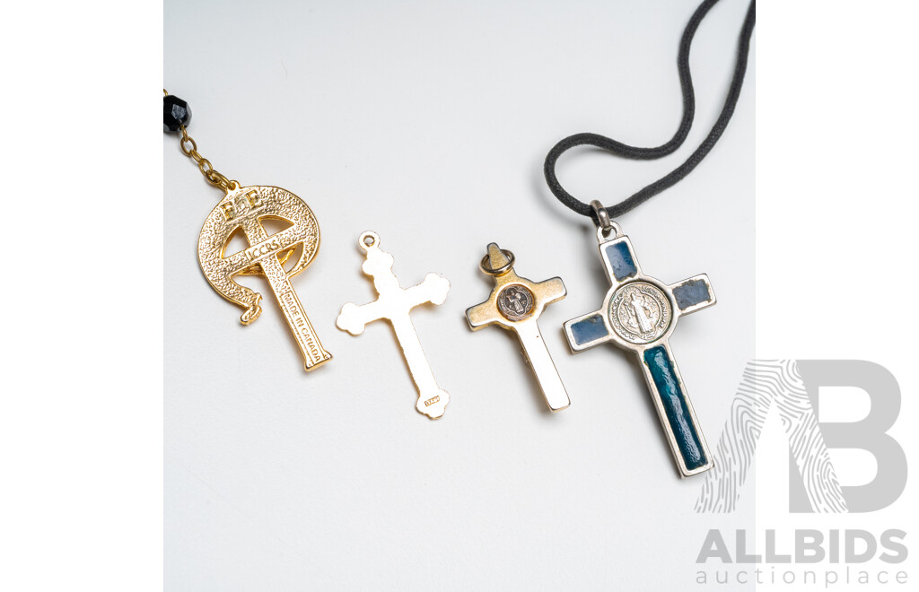 Collection of Catholic Devotional Crosses & Beads - Lot of 4