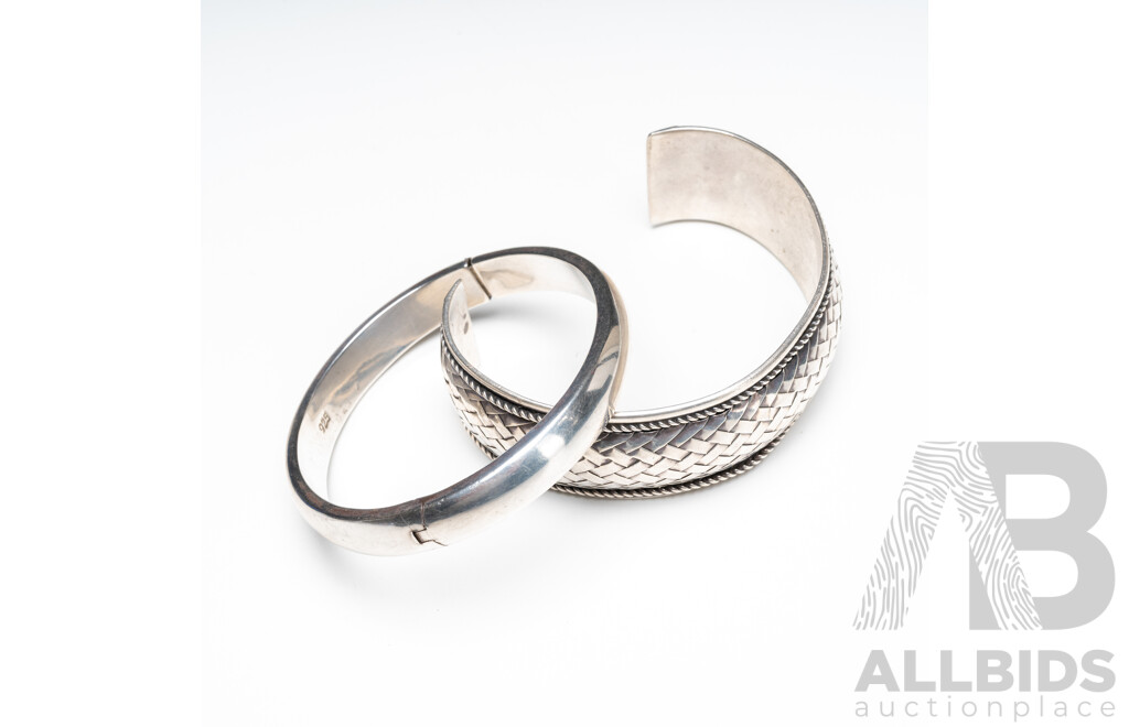 Lot of (2) 925 Sterling Silver Bangles - 63.87gms