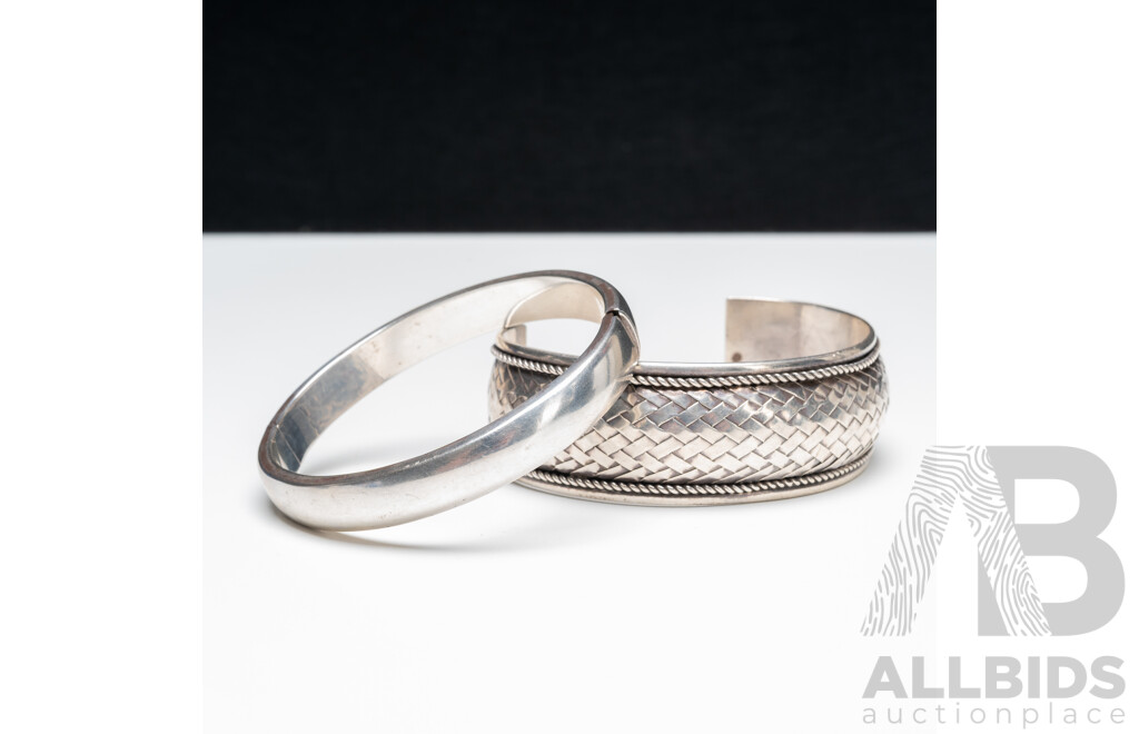 Lot of (2) 925 Sterling Silver Bangles - 63.87gms