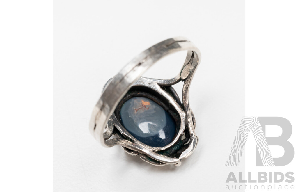 Vintage 925 Sterling Silver & Opal Ring - Size O