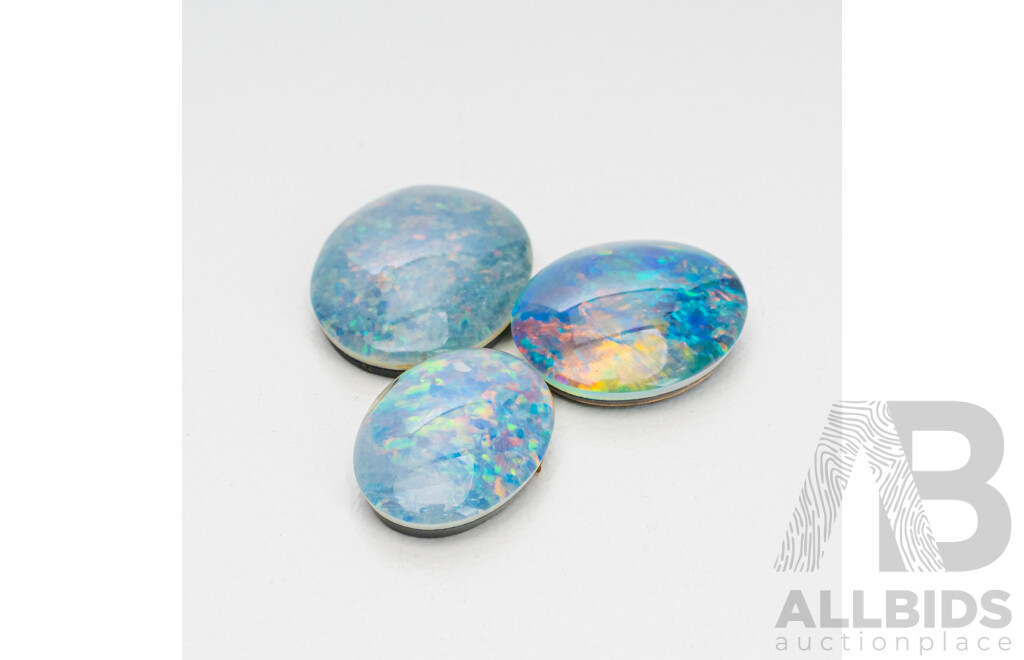 13.40ct Oval Lightning Ridge Opal Triplets - Lot of 3