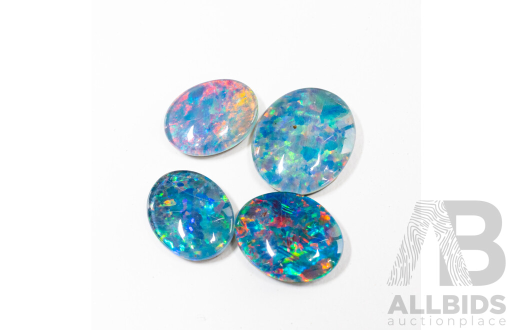 9.10ct Oval Lightning Ridge Opal Triplets - Lot of 4
