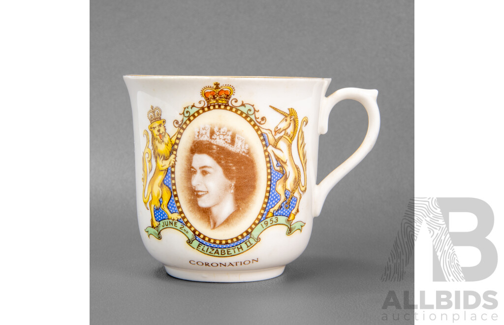 Shelley Commemorative Elizabeth II Coronation Tea Cup and Saucer 1953