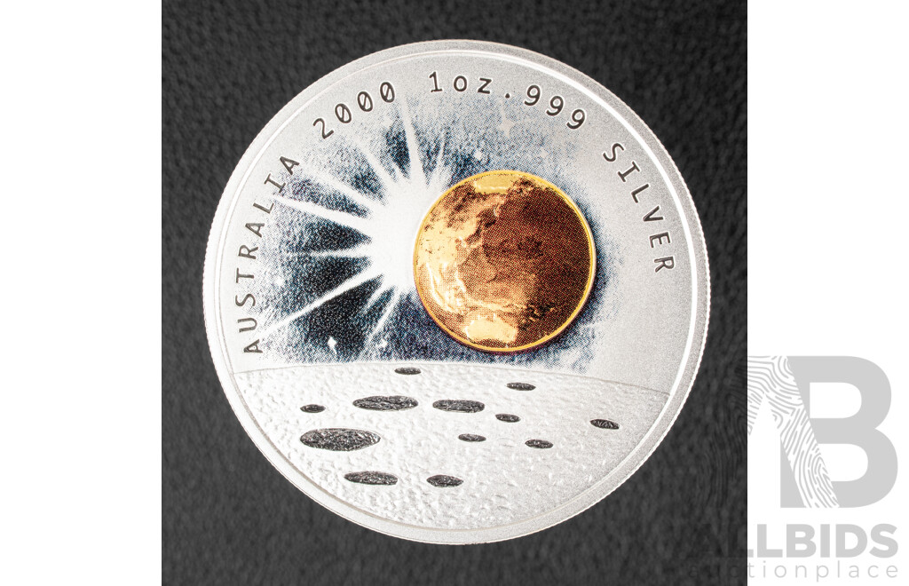 Australian Perth Mint 2000 Silver One Dollar Coin, Silver Millennium Coin .999