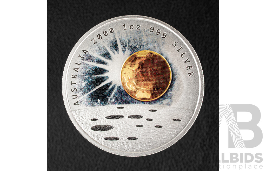 Australian Perth Mint 2000 Silver One Dollar Coin, Silver Millennium Coin .999
