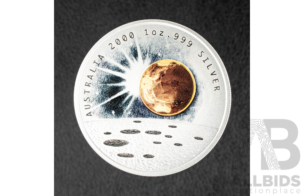 Australian Perth Mint 2000 Silver One Dollar Coin, Silver Millennium Coin .999