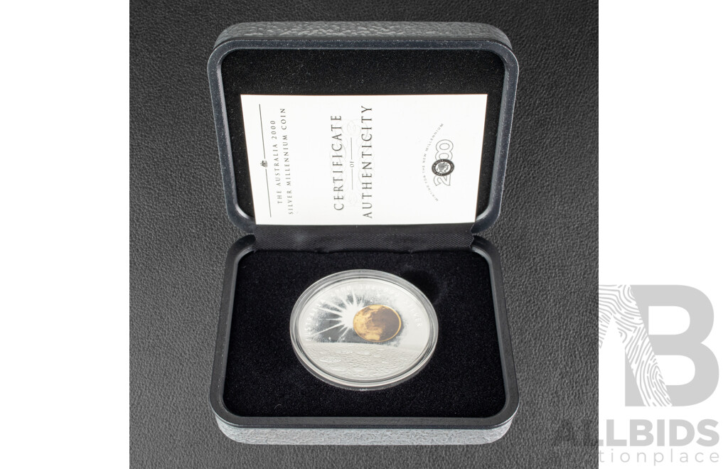 Australian Perth Mint 2000 Silver One Dollar Coin, Silver Millennium Coin .999