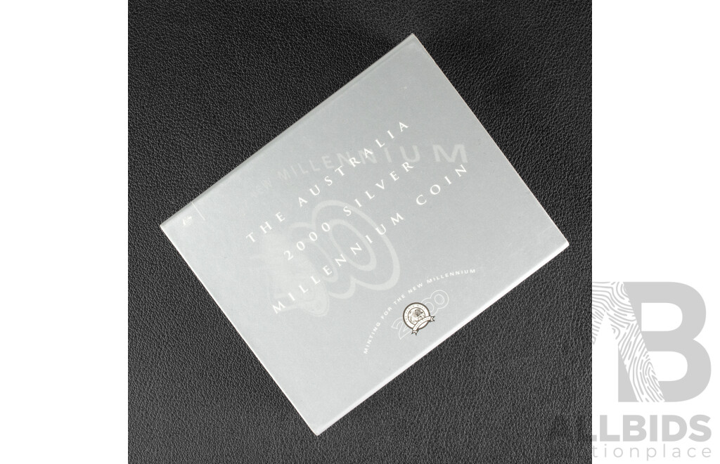 Australian Perth Mint 2000 Silver One Dollar Coin, Silver Millennium Coin .999