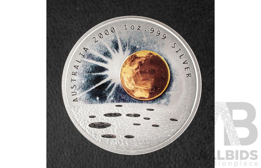 Australian Perth Mint 2000 Silver One Dollar Coin, Silver Millennium Coin .999
