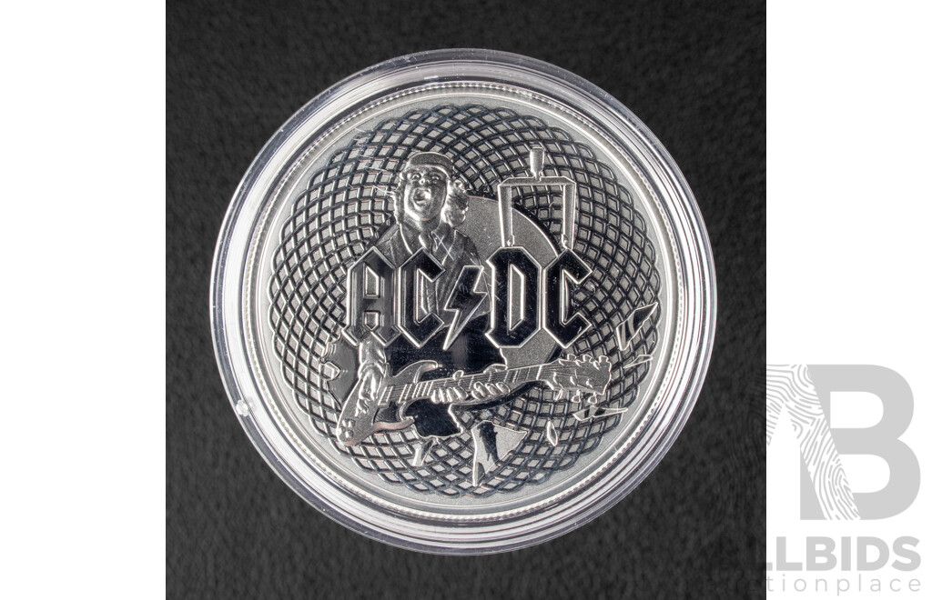 Australian RAM 2023 Silver Frosted One Dollar Frosted Coin, AC/DC .999