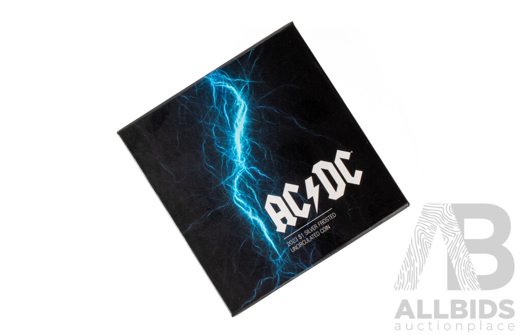 Australian RAM 2023 Silver Frosted One Dollar Frosted Coin, AC/DC .999