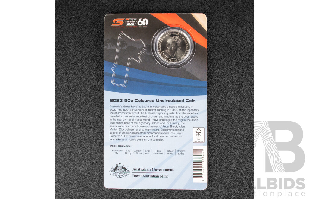 Royal Australian Mint 2025 Fifty Cent, 60th Anniversary of the Bathurst Great Race Signed by Cameron Hill