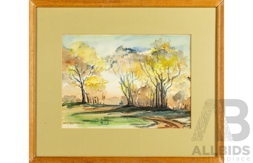 Lola Underwood, (20th Century, Australian), Afternoon Autumn Light, Original Vintage Watercolour, 45H x 54W cm (frame)