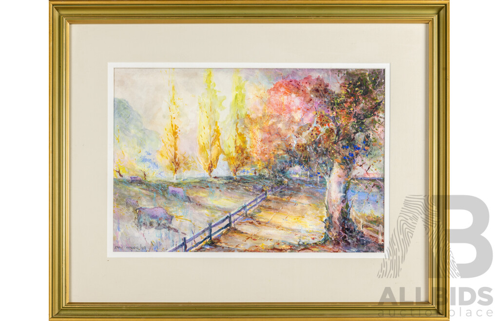 Eric Osberg, (20th Century, Active c1990s), Golden Hour (1995), Original Watercolour, 58H x 73W cm (frame)
