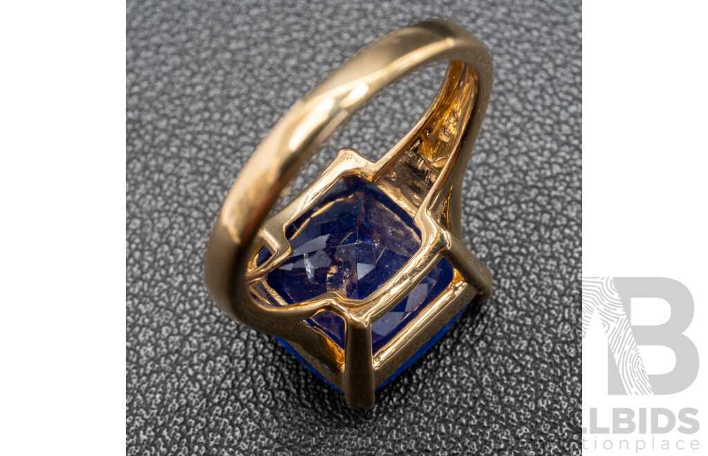 14ct Yellow Gold Tanzanite & Diamonds Ring with Valuation - Size P