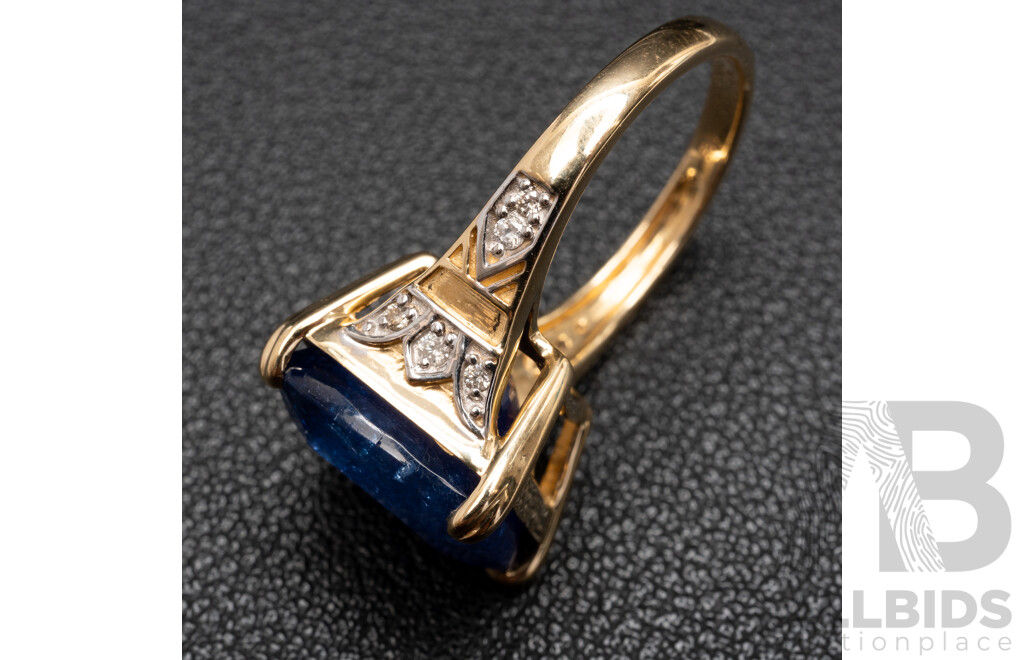 14ct Yellow Gold Tanzanite & Diamonds Ring with Valuation - Size P