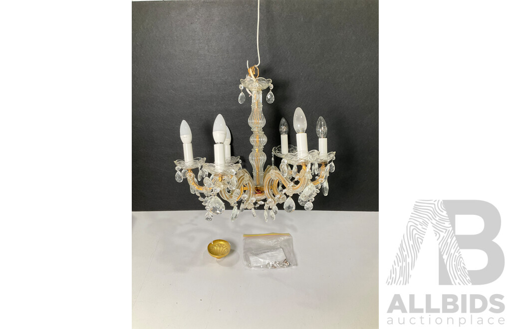 Vintage Clear Glass and Crystal Chandelier