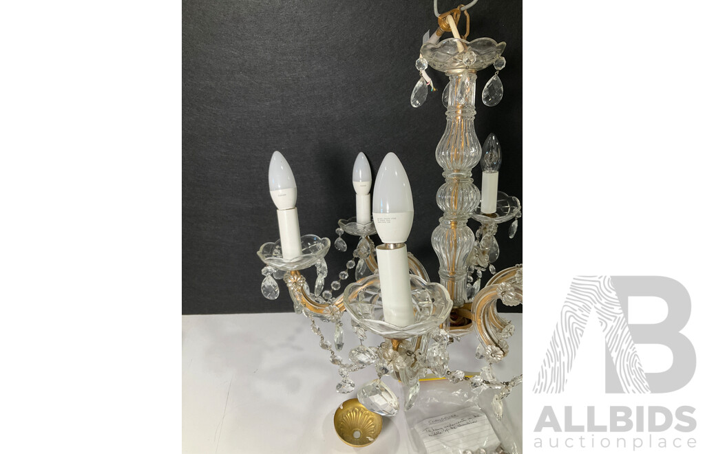 Vintage Clear Glass and Crystal Chandelier