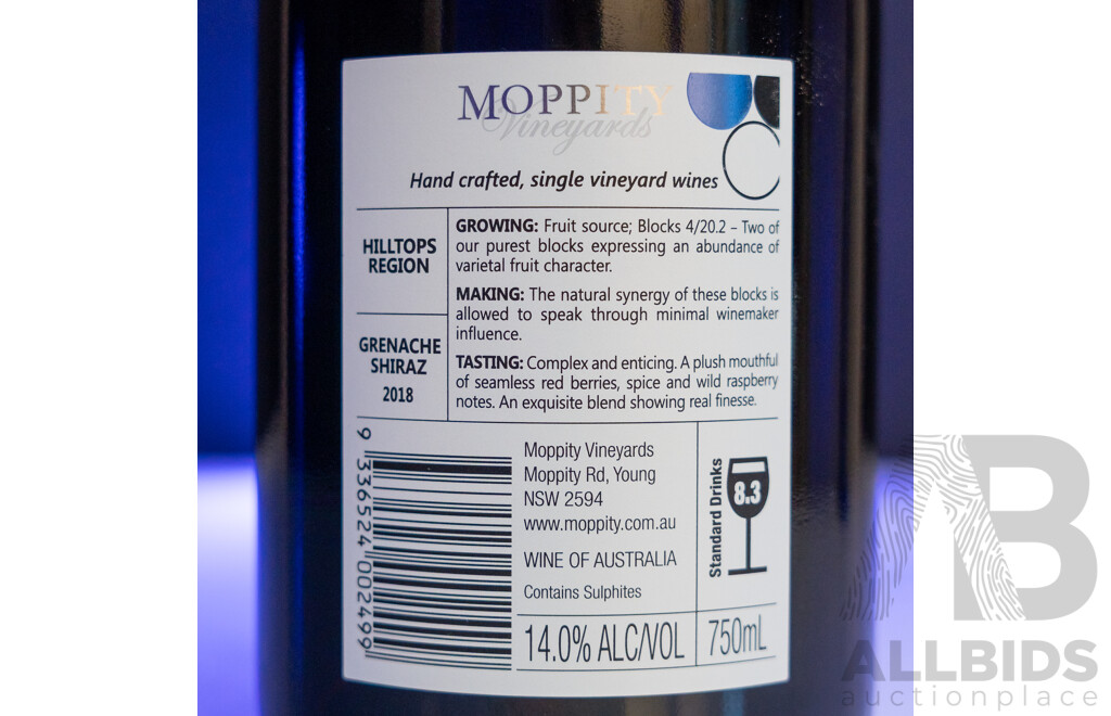 Moppity CRAFTED Grenache Shiraz 2018 750ml - Case of 12 Bottles