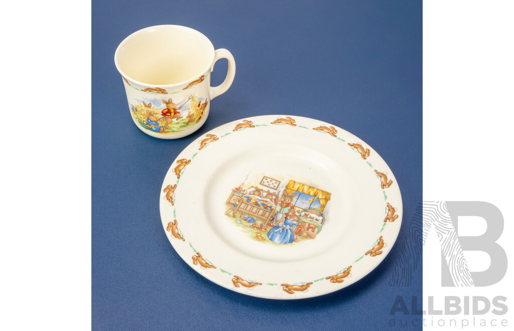 Wonderful Vintage Royal Doulton Fine Bone China 'Bunnykins' Cup and Plate, Circa 1960-70s, (2)
