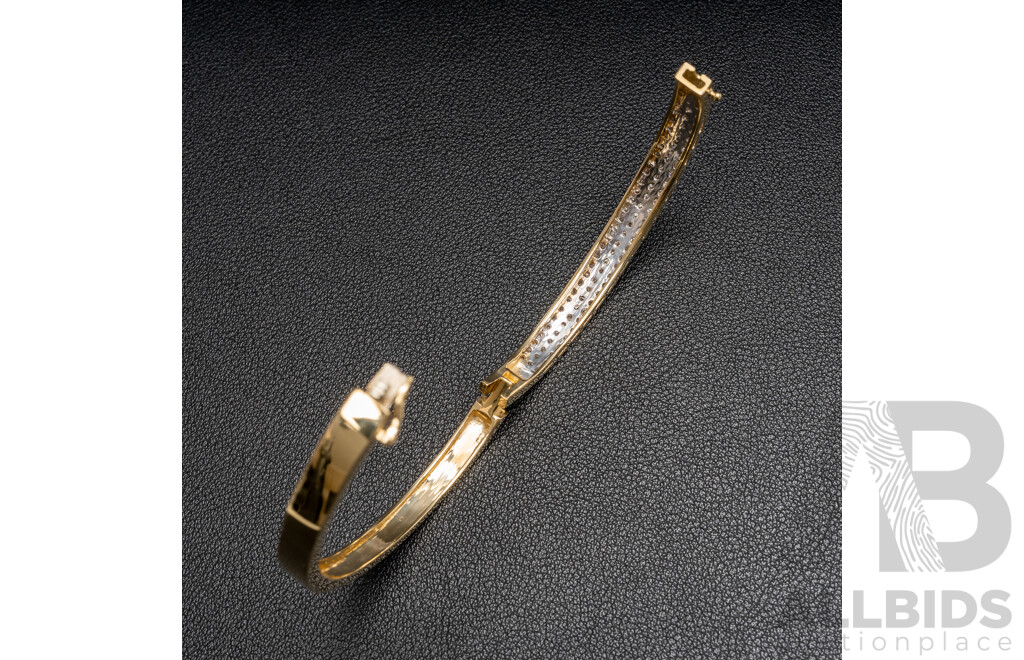 14ct Yellow Gold Diamond Hinged Bangle with Valuation - 20.11gms