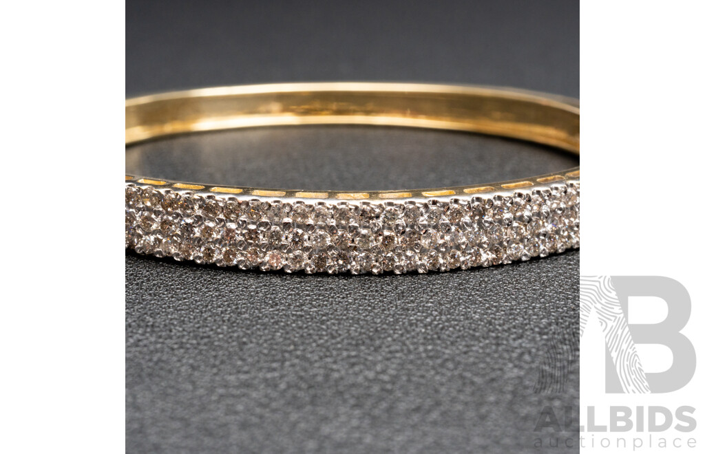14ct Yellow Gold Diamond Hinged Bangle with Valuation  - 20.11gms