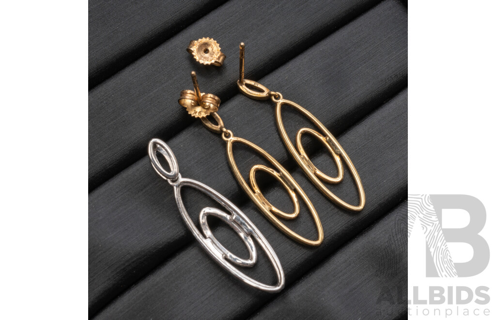 9ct Diamond Earrings and Pendant Set - 2.67gms