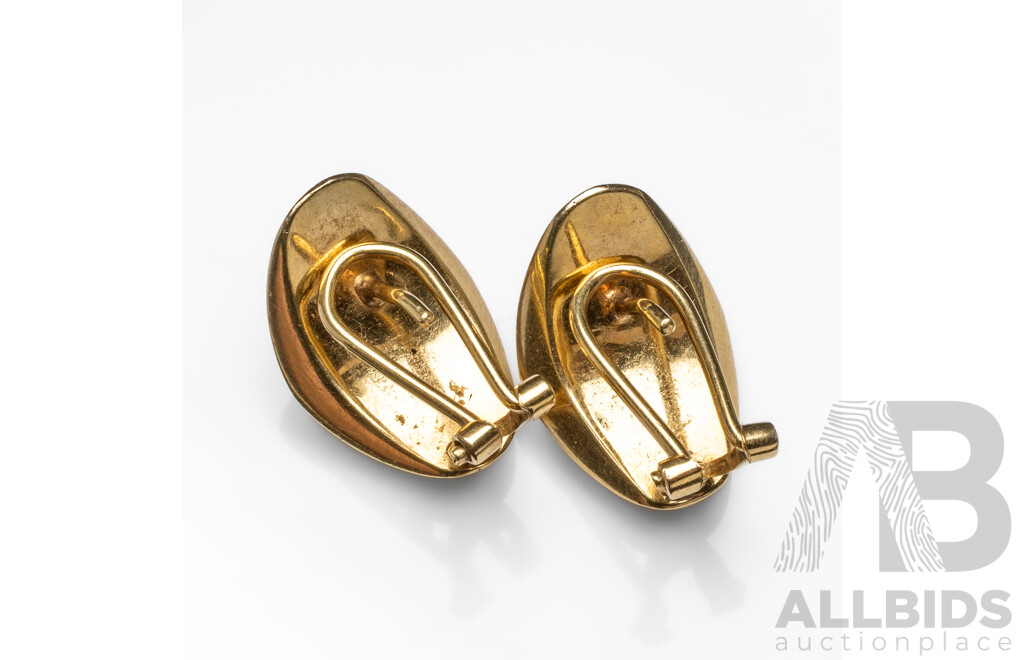 14ct Yellow Gold Earrings with Lapis Lazuli & Ivory Inlay