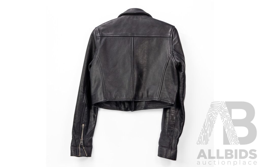 Women's Cropped Moto 100% Genuine Leather Jacket by Laer, USA. Size - Small