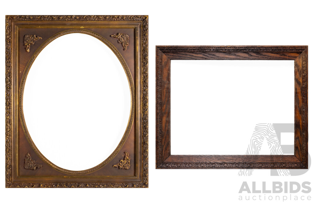 Pair of Wonderful Vintage Ornate Wooden Frames, 71H x 86W cm (largest frame) (2)