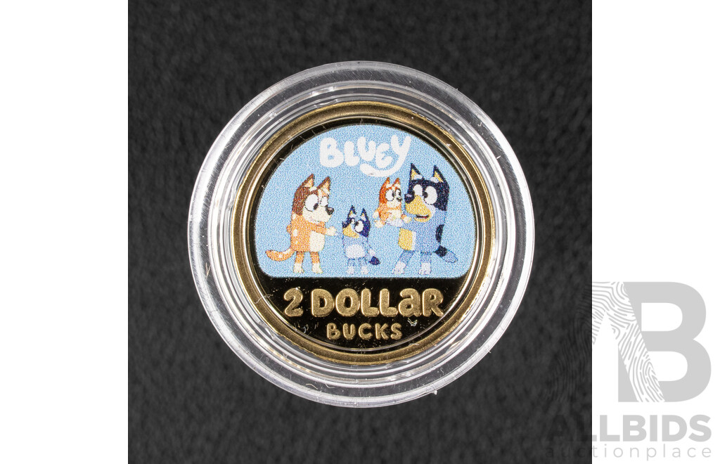 Australian RAM 2026 Proof Coloured Two Dollar Coin, Bluey Two Dollar Bucks
