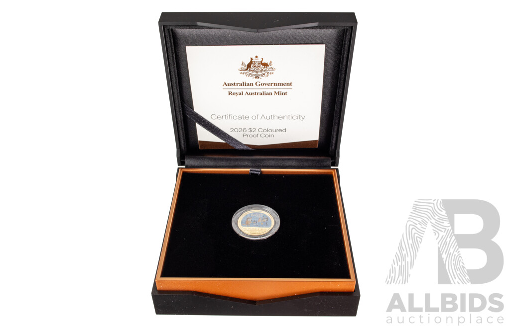Australian RAM 2026 Proof Coloured Two Dollar Coin, Bluey Two Dollar Bucks