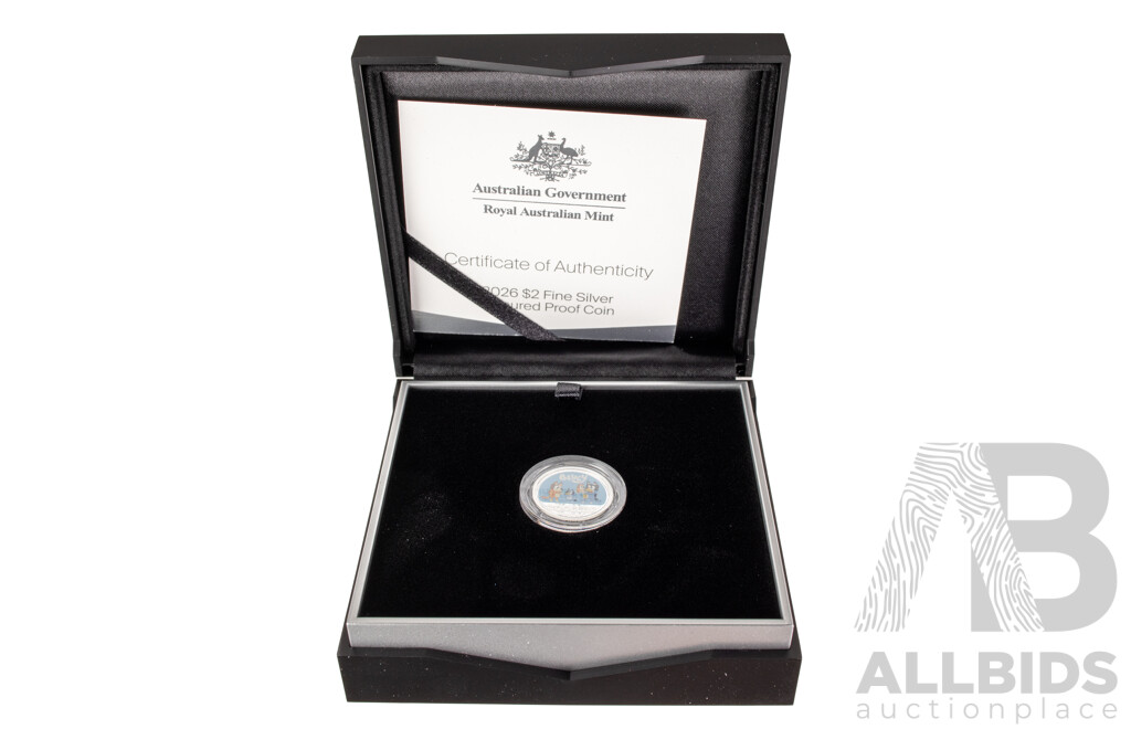 Australian RAM 2026 Silver Proof Coloured Two Dollar Coin, Bluey Two Dollar Bucks .999