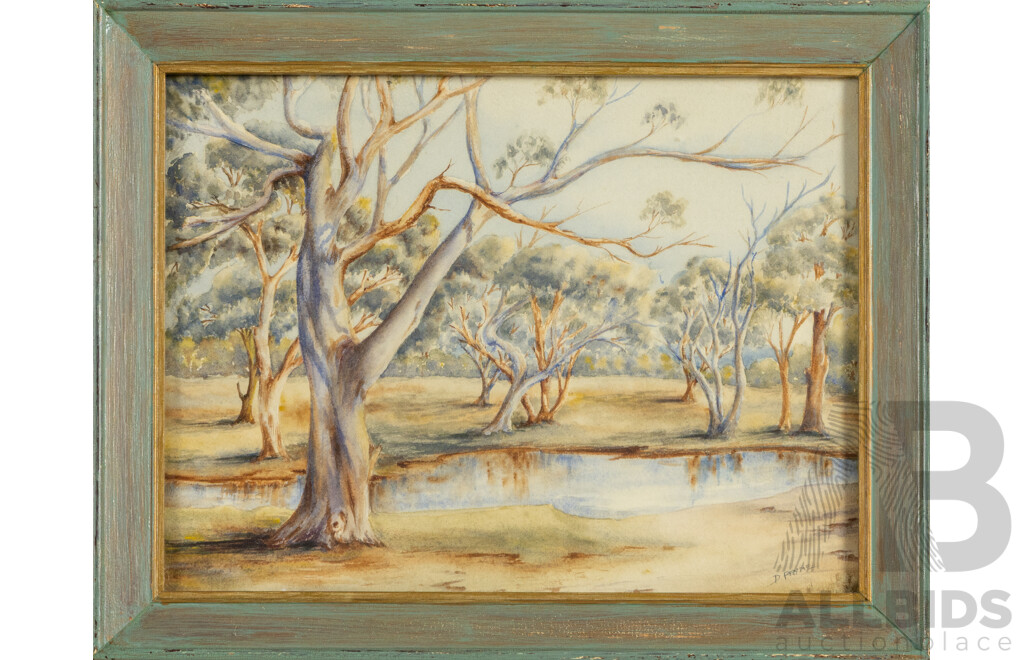 D. Payne (20th Century, Australian), Gold Course, Vincentia (1973), Wonderful Original Vintage Watercolour, 28 x 35 cm (frame)