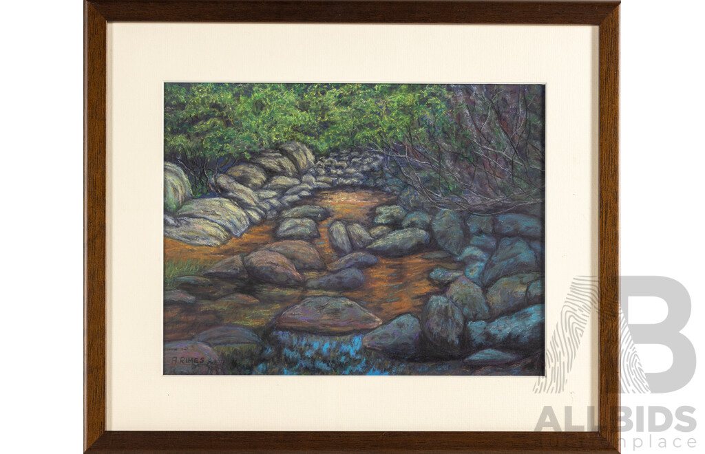 Alison Rimes, (20th Century, Australian), Sleepy Bay Creek, Tasmania, Original Pastel, 38 x 45 cm (frame)