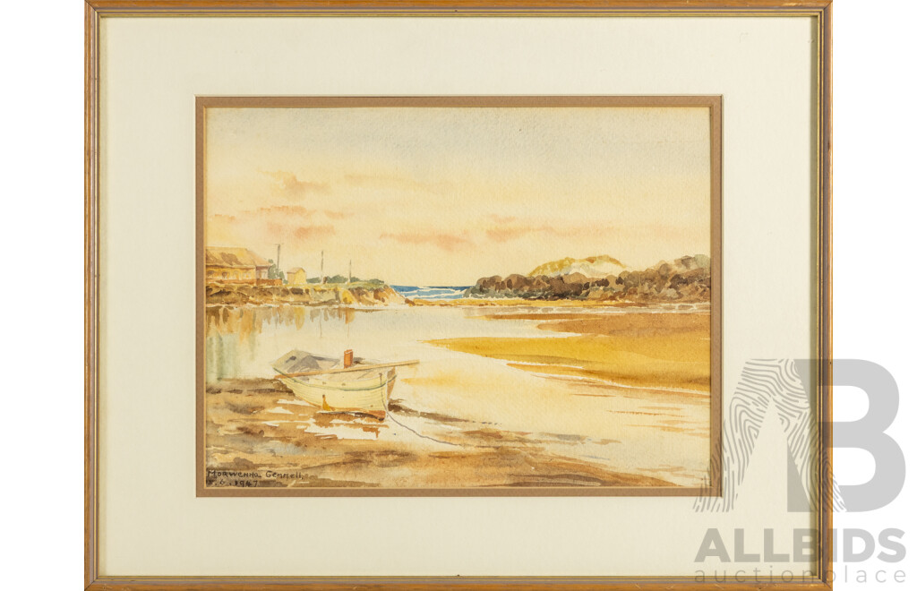 Morwenna Gemmell, (20th Century, American-Born Australian, 1894-1984), Still Water (1947), Original Watercolour, 38 6x 48 cm (frame)