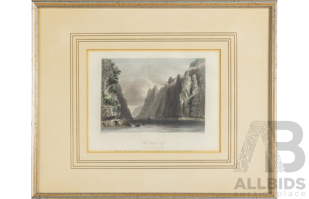 W.H.Bartlett (19th Century, British-Born Maltese, 1809-1854), Belgrade & Kazan Pass, Pair of Antique Hand Coloured Steel Engravings, 32 x 40 cm (frames) (2)