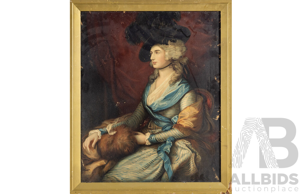 Thomas Gainsborough (18th Century, British,1727-1788), Portrait of Mrs Siddons, Antique Reproduction Print After Original, 62 x 52 cm (frame)