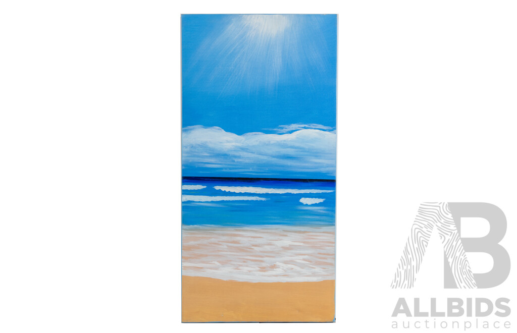 Artist Unknown (20th Century), the Infinite Coast, Wonderful Original Separate Paneled Triptych, Oil on Canvas, 80 x 40 cm (3)