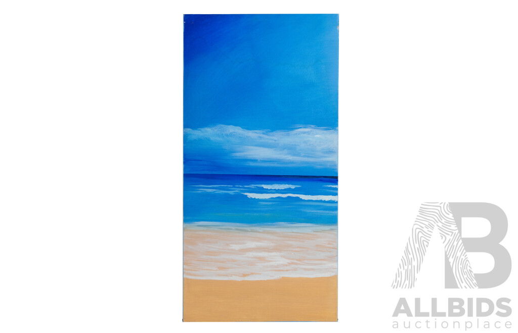 Artist Unknown (20th Century), the Infinite Coast, Wonderful Original Separate Paneled Triptych, Oil on Canvas, 80 x 40 cm (3)